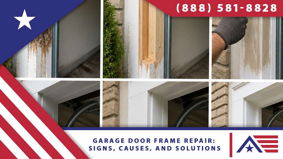 Garage door frame repair on a rotted, damaged door frame and jamb