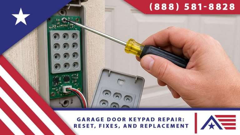 Garage door keypad repair when a keypad is not working, plus keypad reset and keypad replacement near you.
